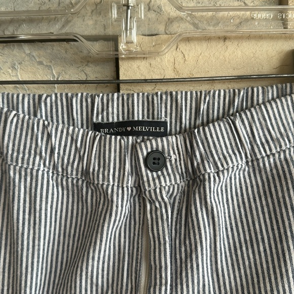 Brandy Melville Cotton Blue stripe pants with front button - Picture 2 of 3